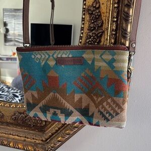 Pendleton Blue and Brown Geometric Crossbody Bag